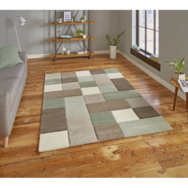 Jersey Beige & Green Living Room Rug