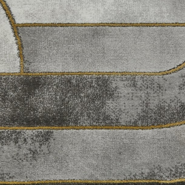 Grey & Gold Indoor Rug With Geo Design