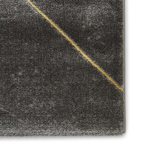 Portland Dark Grey & Gold  Living Room Rug