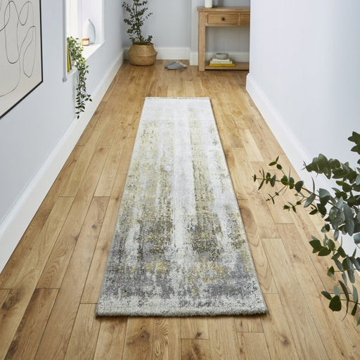  Elegant Ivory & Yellow Abstract Area Rug – Modern Distressed Design – Multiple Sizes