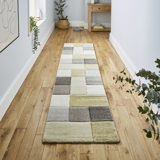 Elegant Beige & Yellow Patchwork Area Rug – Soft Textured Design – Multiple Sizes