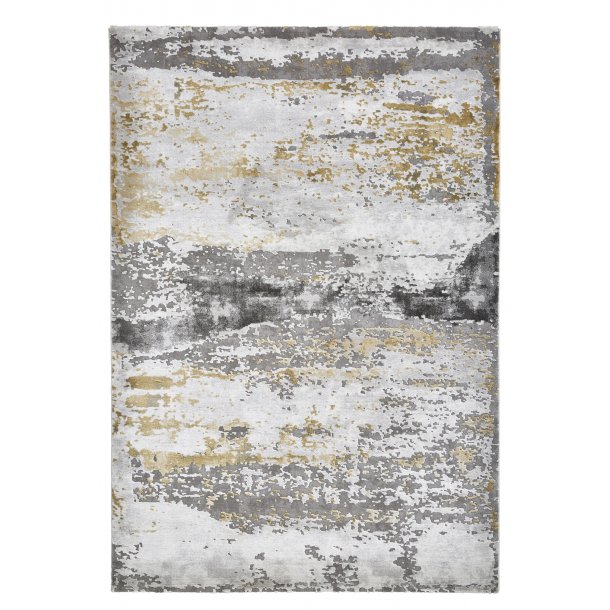 Elegant Grey & Ochre Area Rug - Modern Abstract Design - Multiple Sizes