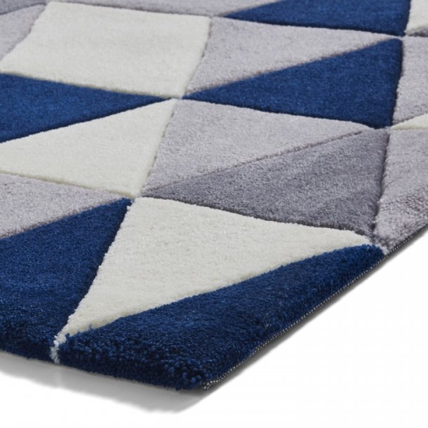 Cavendish Grey & Navy Living Room Rug