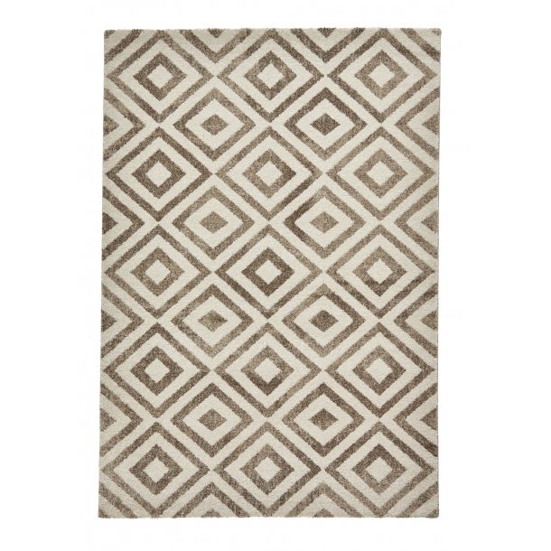 Modern Beige Geometric Diamond Area Rug – Soft Shaggy Design – Multiple Sizes