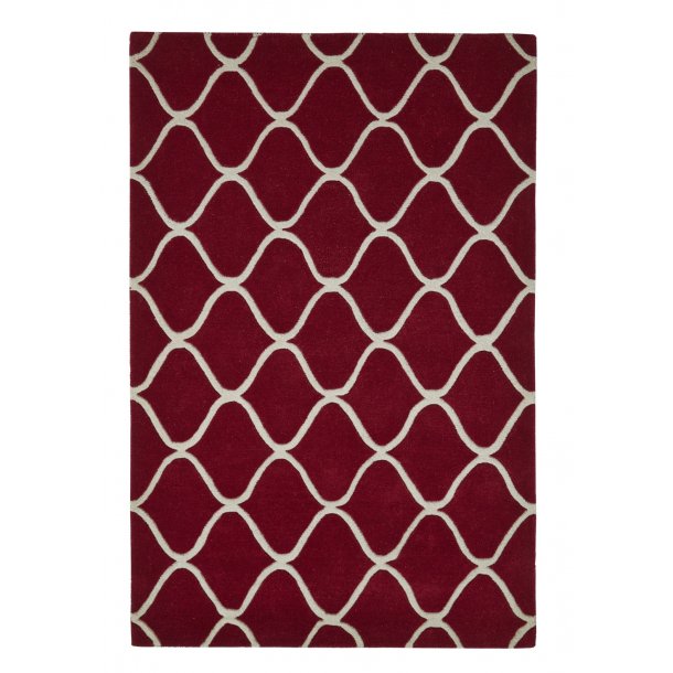 Living Room Rug With Red & Cream Geometric Design