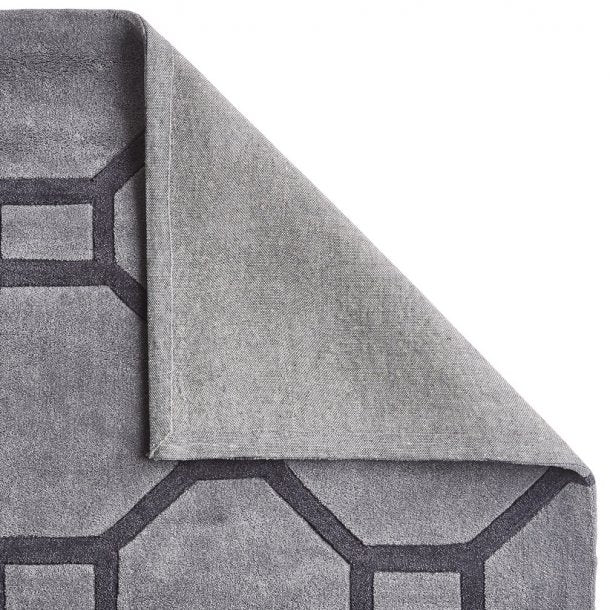 Elegant Grey Hexagon Wool Rug - Modern Geometric Design - Multiple Sizes