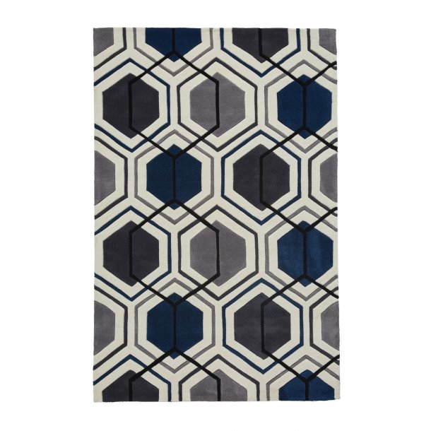 Cavendish Grey & Navy Living Room Rug