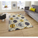 Contemporary Grey & Yellow Hexagon Rug  Geometric Pattern  Multiple Sizes