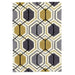 Contemporary Grey & Yellow Hexagon Rug  Geometric Pattern  Multiple Sizes