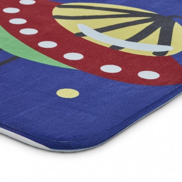 Blue Space Adventure Kids' Play Rug - Fun Rocket & Spaceship Design - Multiple Sizes