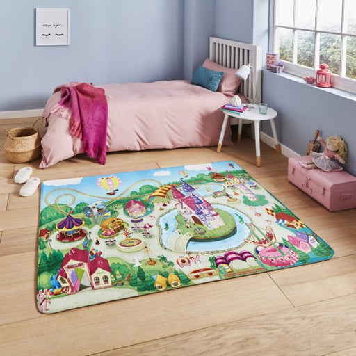 Multicolored Fairytale Adventure Kids' Play Rug - Whimsical Storybook Design - Multiple Sizes