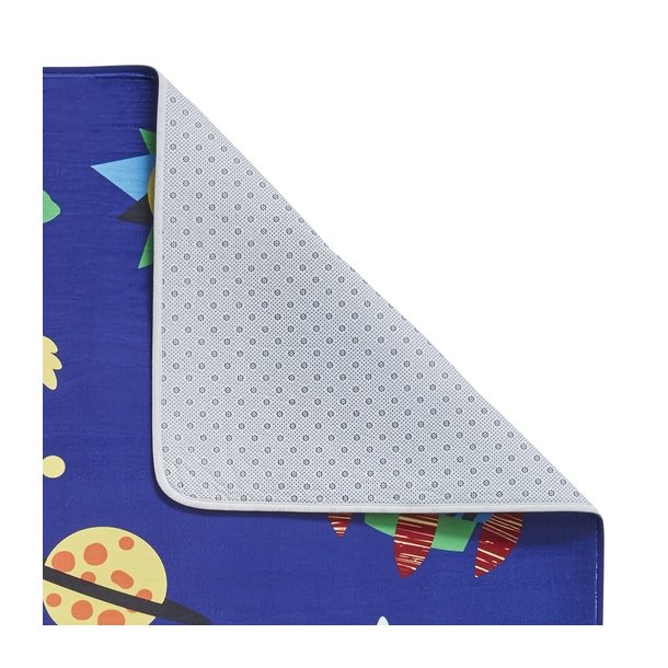 Blue Space Adventure Kids' Play Rug - Fun Rocket & Spaceship Design - Multiple Sizes