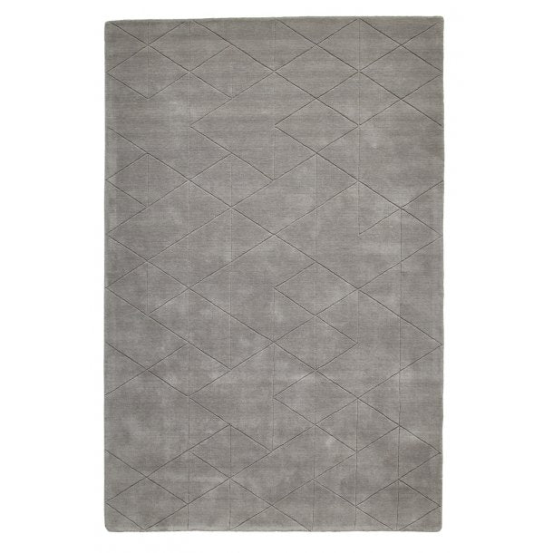 Elegant Grey Wool Area Rug – Geometric Pattern – 100% Wool – Multiple Sizes