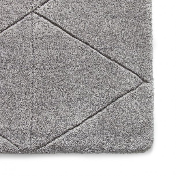 Elegant Grey Wool Area Rug – Geometric Pattern – 100% Wool – Multiple Sizes