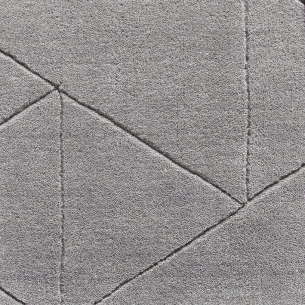 Elegant Grey Wool Area Rug – Geometric Pattern – 100% Wool – Multiple Sizes