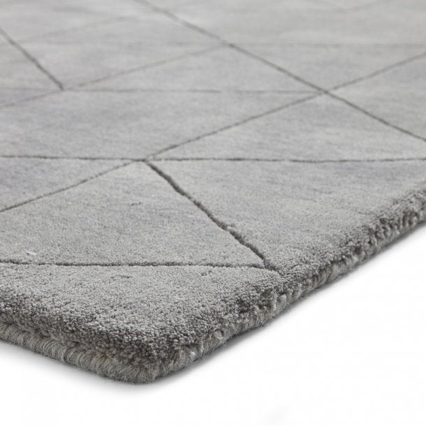 Elegant Grey Wool Area Rug – Geometric Pattern – 100% Wool – Multiple Sizes