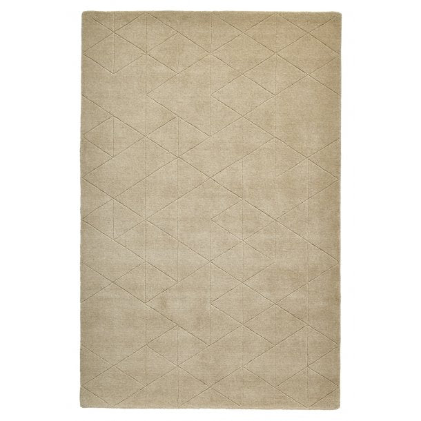 Elegant Beige Wool Area Rug – Minimalist Geometric Design – Premium 100% Wool – Multiple Sizes