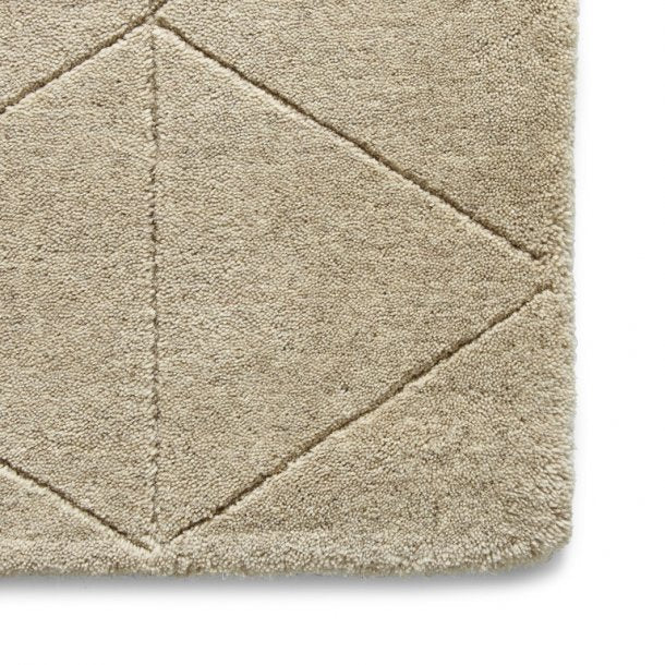 Elegant Beige Wool Area Rug – Minimalist Geometric Design – Premium 100% Wool – Multiple Sizes