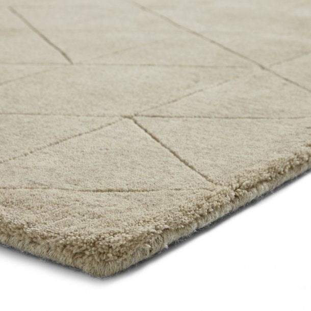 Elegant Beige Wool Area Rug – Minimalist Geometric Design – Premium 100% Wool – Multiple Sizes