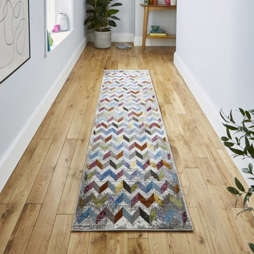 Modern Multicolored Chevron Pattern Rug - Modern Vibrant Design - Multiple Sizes Available
