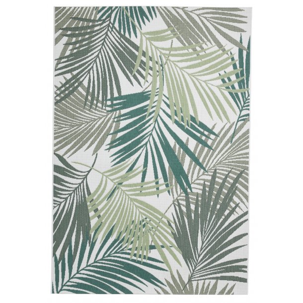 Tropical Green & Light Beige Palm Leaf Outdoor Rug – Weather-Resistant – Multiple Sizes