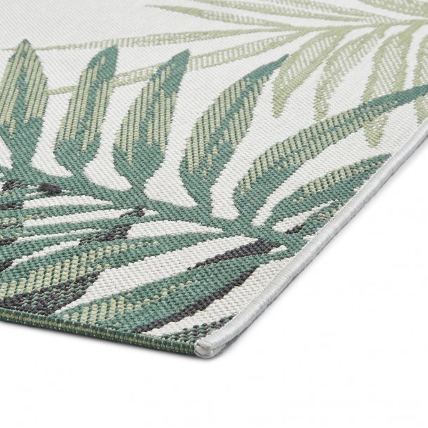 Stunning Light Beige & Green Tropical Leaf Outdoor Rug – Durable Polypropylene & Polyester – Multiple Sizes