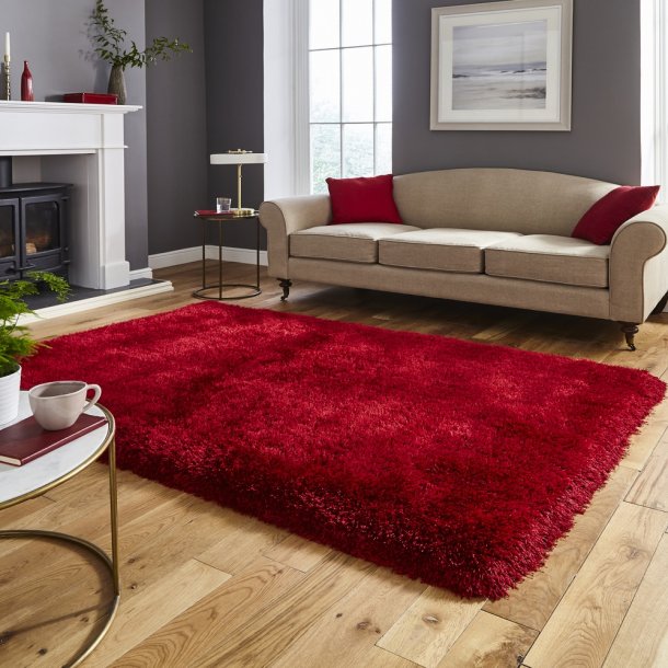 Vibrant Red Shaggy Rug – Plush High-Pile Texture in Striking Red – Multiple Sizes