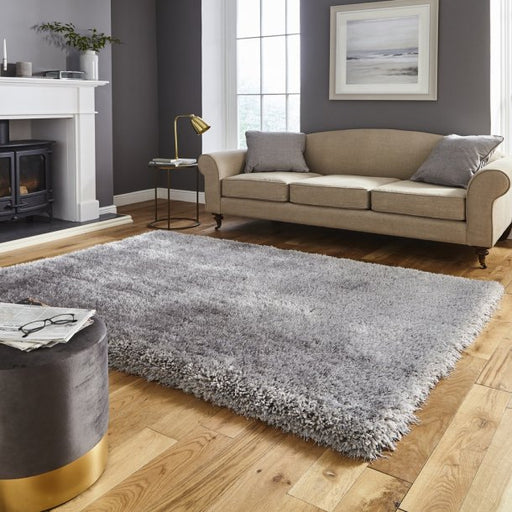 Elegant Silver Shaggy Rug – Ultra-Soft Plush Texture in Classic Silver – Multiple Sizes