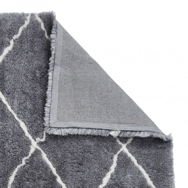 Plush Grey & Cream Diamond Shaggy Rug – Luxurious Soft Pile – Multiple Sizes