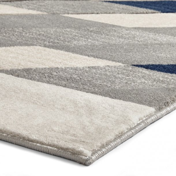 Bordeau Grey & Blue Geometric Living Room Rug