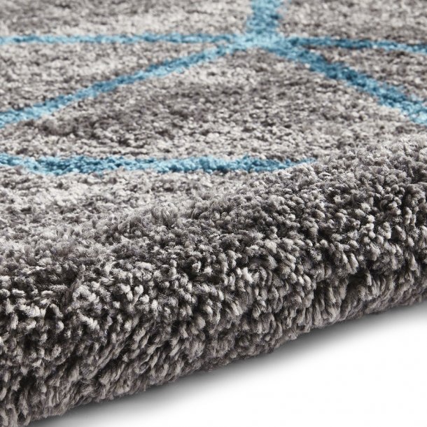 Elegant Grey & Blue Abstract Line Shaggy Rug – Soft High-Pile Comfort – Multiple Sizes