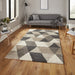 Modern Beige & Grey Geometric Shaggy Rug – Soft Plush Texture – Multiple Sizes