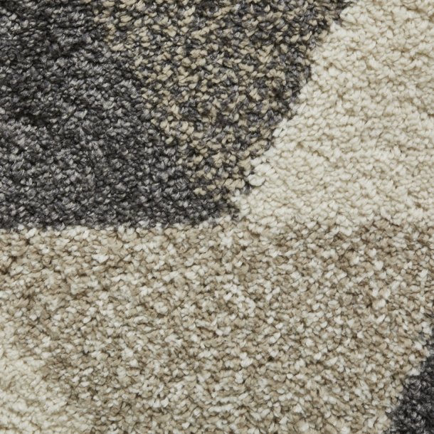 Modern Beige & Grey Geometric Shaggy Rug – Soft Plush Texture – Multiple Sizes