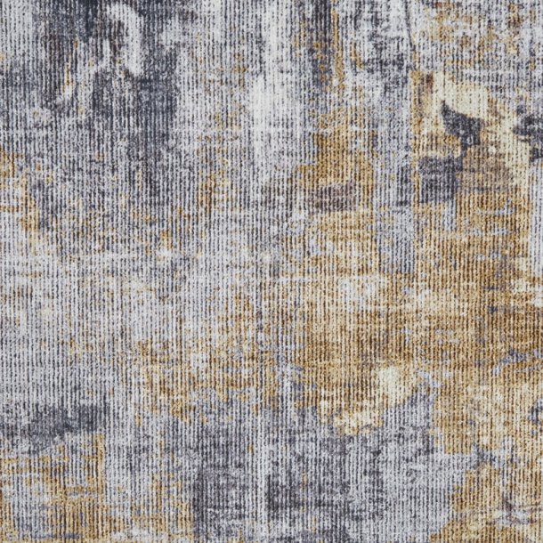 Abstract Grey & Yellow Area Rug - Modern Distressed Design - Multiple Sizes