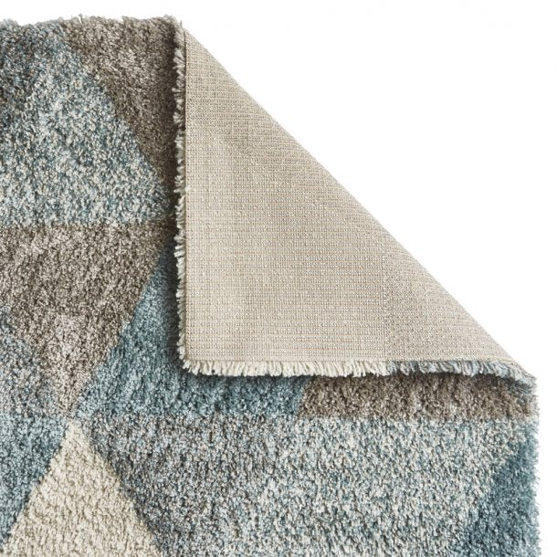 Elegant Grey & Teal Geometric Shaggy Rug – Contemporary Design – Multiple Sizes