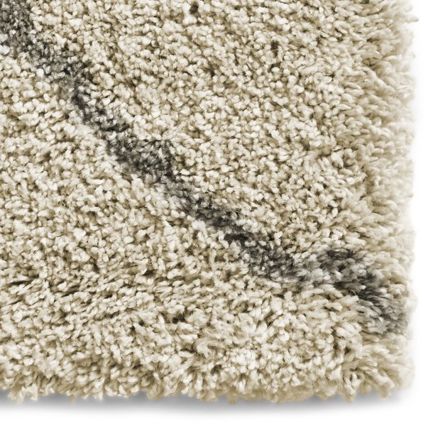 Plush Cream & Grey Diamond Shaggy Rug – Cozy Modern Design – Multiple Sizes