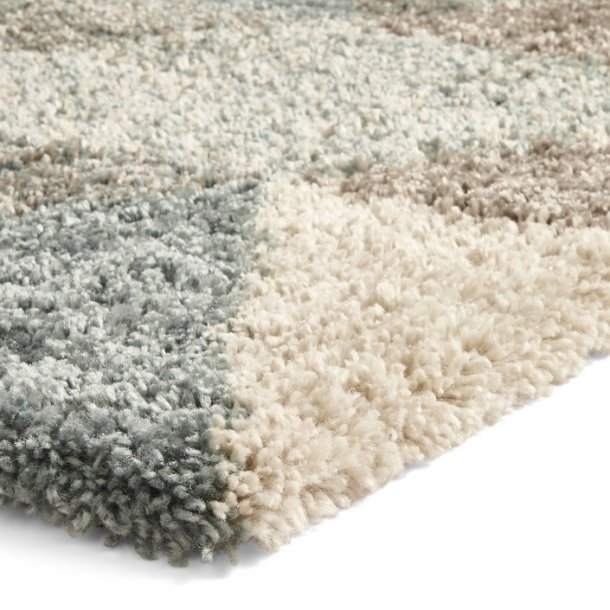 Elegant Grey & Teal Geometric Shaggy Rug – Contemporary Design – Multiple Sizes