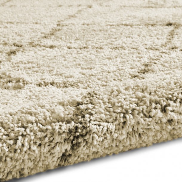 Plush Cream & Grey Diamond Shaggy Rug – Cozy Modern Design – Multiple Sizes