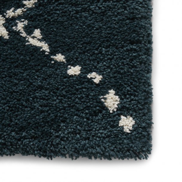 Elegant Teal & Cream Diamond Lattice Shaggy Rug – Soft High-Pile Comfort – Multiple Sizes