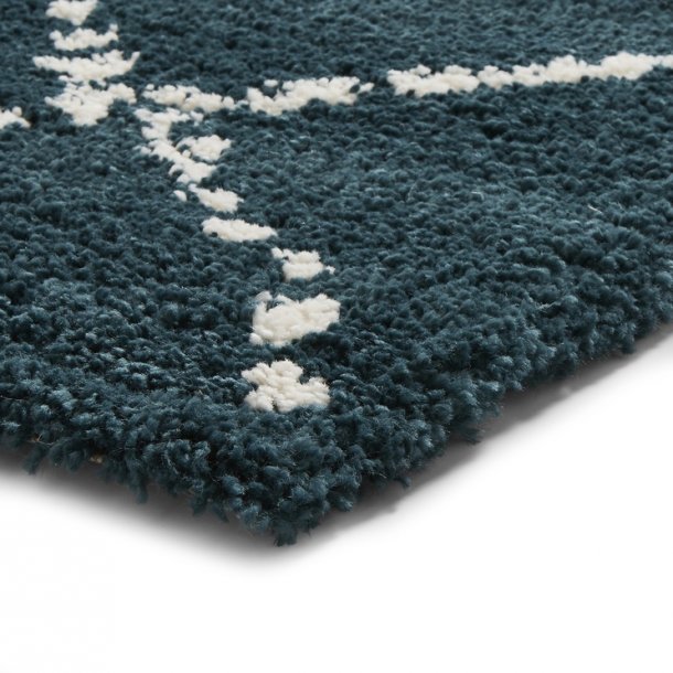 Elegant Teal & Cream Diamond Lattice Shaggy Rug – Soft High-Pile Comfort – Multiple Sizes