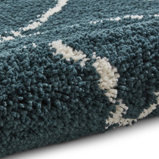 Elegant Teal & Cream Diamond Lattice Shaggy Rug – Soft High-Pile Comfort – Multiple Sizes