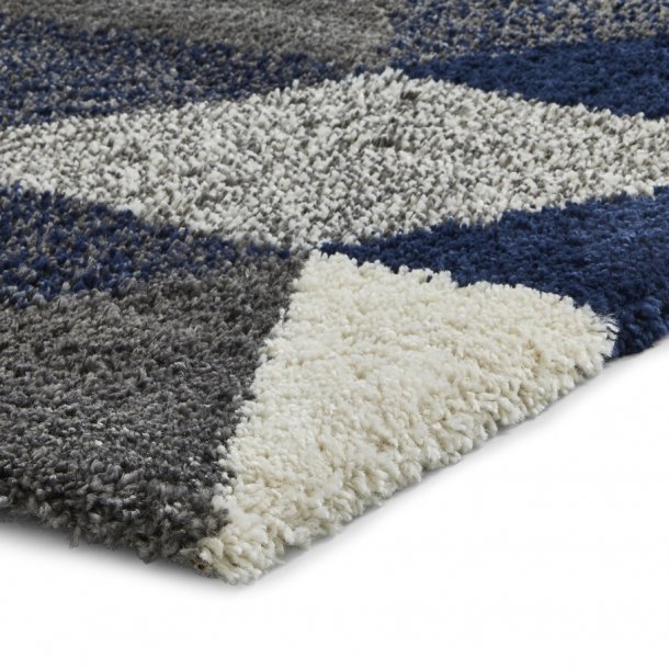 Modern Grey & Navy Triangular Geometric Shaggy Rug – Soft Polypropylene Blend – Multiple Sizes