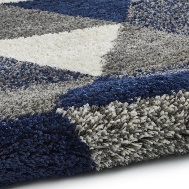 Modern Grey & Navy Triangular Geometric Shaggy Rug – Soft Polypropylene Blend – Multiple Sizes