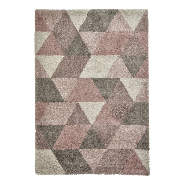 Modern Soft Rose & Cream Geometric Pattern Rug – Textured Design – Multiple Sizes