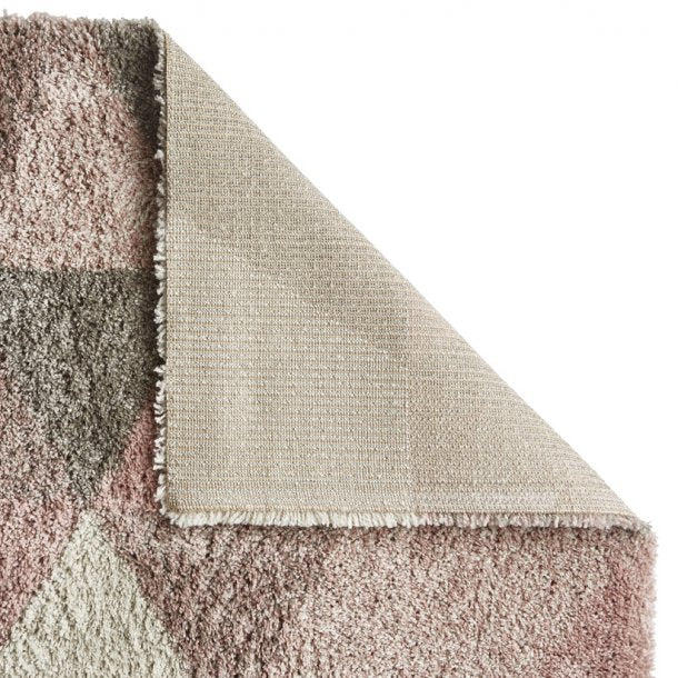 Modern Soft Rose & Cream Geometric Pattern Rug – Textured Design – Multiple Sizes