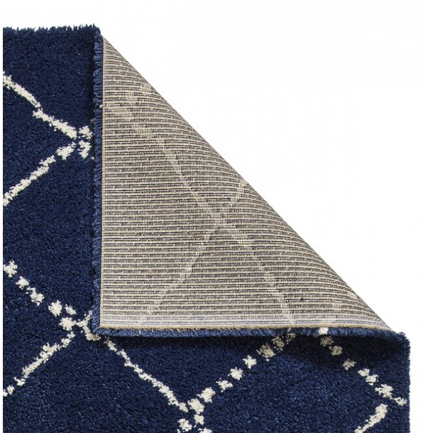 Elegant Navy Blue Lattice Pattern Area Rug – Soft Polypropylene Blend – Multiple Sizes Available