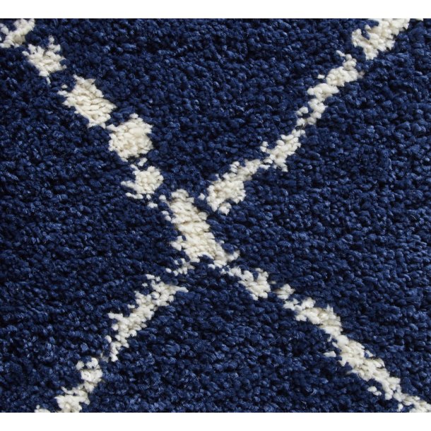 Elegant Navy Blue Lattice Pattern Area Rug – Soft Polypropylene Blend – Multiple Sizes Available