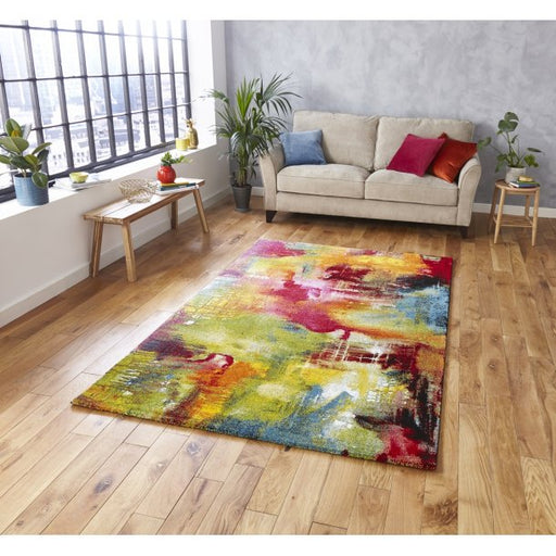 Bold Multicolored Abstract Area Rug – Vibrant Contemporary Design – Multiple Sizes