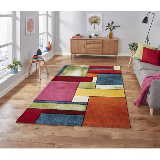 Vibrant Multicolored Geometric Area Rug – Bold Block Design – Multiple Sizes