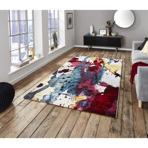 Striking Multicolored Abstract Art Area Rug – Contemporary Design – Multiple Sizes